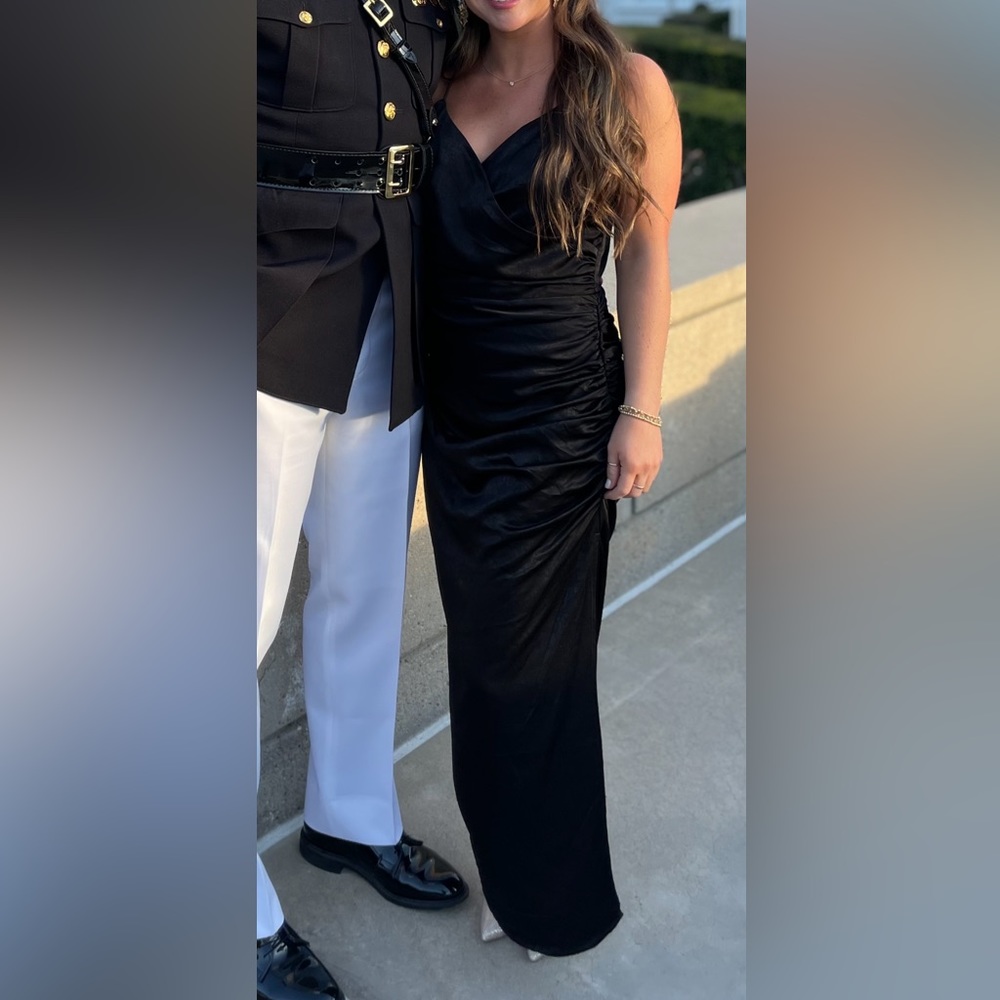 Satin black formal dress